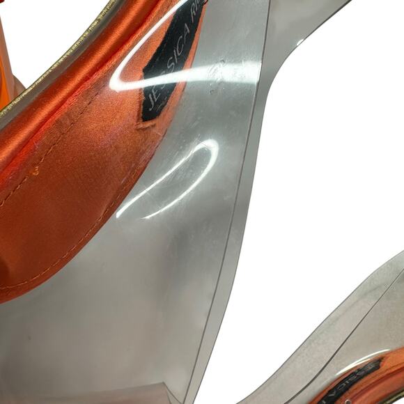 JESSICA RICH Transparent So Fancy Sandal Orange Clean Pointed Heel Women's 38 8 - Picture 7 of 15
